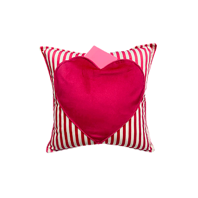 Almofada Aveludada 35x35 - Vermelha Listrada - porta recado