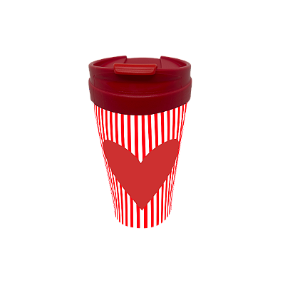 Copo Bucks Acrilico  470ml - Listrado Coração