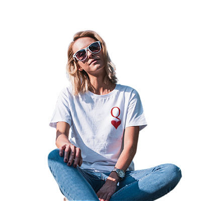 Camiseta Feminina Branca de Algodão  - Rainha / Rei