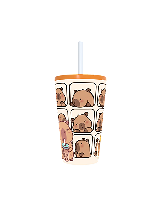 Copo Canudo Capivaras Cute 470ml