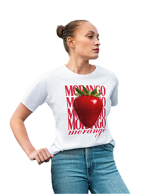 Camiseta Branca - Morangos