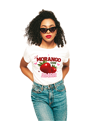 Camiseta Branca - Morango com Amor
