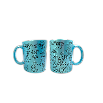 Caneca Porcelana 325ml Peroada Azul Sansão - Turma da Mônica