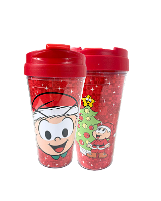 Copo Bucks Acrilico Cebolinha Natal 470ml - Turma da Mônica
