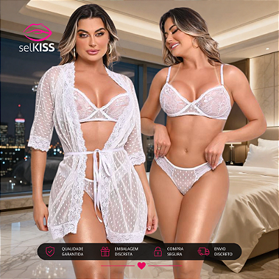Conjunto Sutiã, Calcinha e Robe