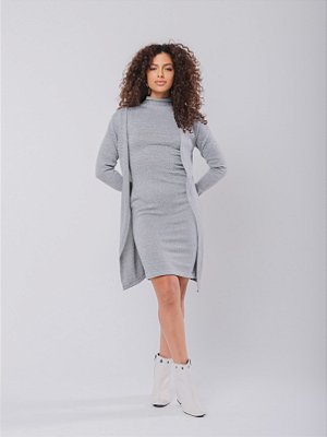 Conjunto Plus Size Feminino Vestido e Casaco Sexy Inverno