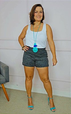 Shorts Plus Size Feminino Alfaiataria Barra Italiana Social Confortável
