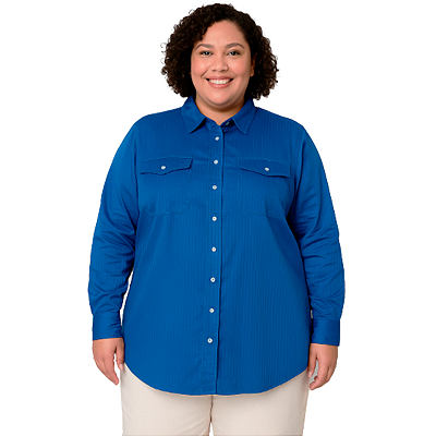 Camisa Social Feminina Tecido Plano tam. 44
