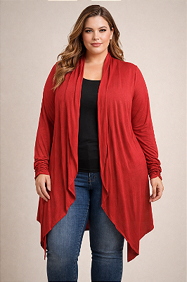 CASACO Cardigan FEMININO PLUS SIZE manga longa com franzido TAMANHO GRANDE 48/50 malha viscolycra casual elegante