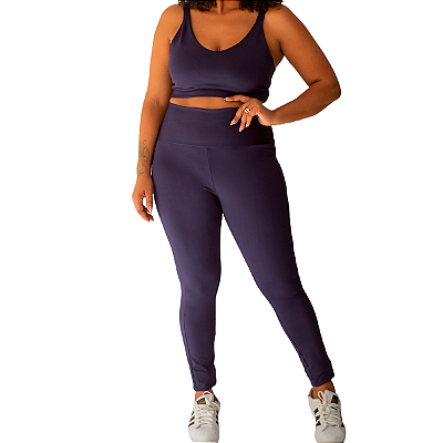 CALÇA LEGGING BOLSO FITNESS PLUS SIZE SUPLEX MARINHO 42-60