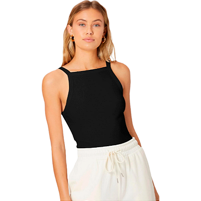 BLUSA REGATA PLUS SIZE FEMININA DE ALÇA EM MALHA CANELADA DE ALGODÃO CONFORTAVEL COM CAVA AMERICANA TAMANHO GRANDE VESTE 44-46