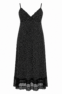 Vestido Sleep Dress malha poá e detalhes de Renda Elegância e Sofisticação Tamanho GG-44