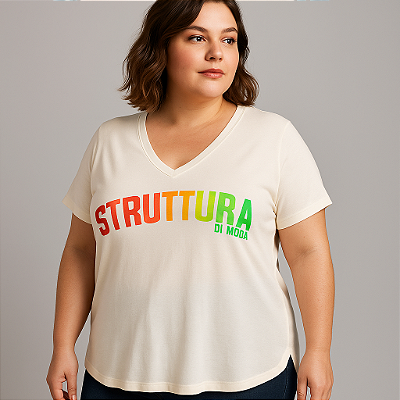 T-shirt Plus Size manga curta malha Estampa Neon tamanhos 46 ao 50 camiseta feminina academia