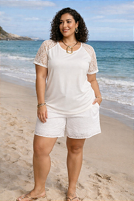 Bermuda Plus Size Feminina Tecido algodão forrada tamanhos grandes do 46-60 shorts casual para mulheres