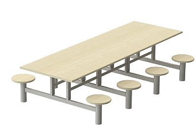 Mesa para Refeitório 8 Lugares com Bancos Acoplados Individuais