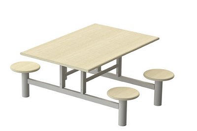 Mesa Para refeitório  4 Lugares com banco acoplados individuais