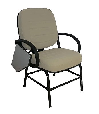 Poltrona  universitária plus size com prancheta escamoteável e porta livros P/ 140 kg;