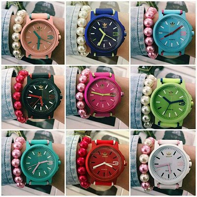 Kit 10 Relógios Adidas Colors + Caixas da Marca + Pulseiras