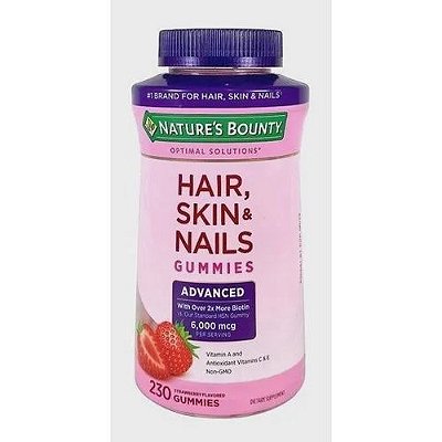 Vitamina Hair,Skin & Nails 6000 mcg 2x Biotina 230 Gummies Nature Bounty