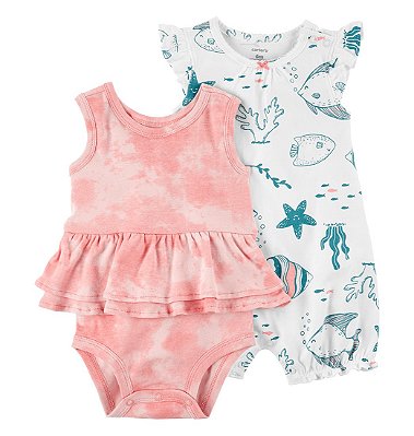 kit Vestido + Romper Carters - Coleção Fundo do Mar