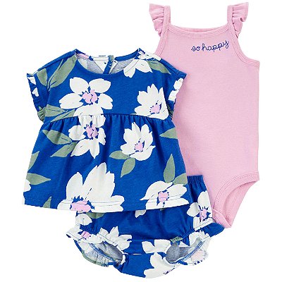 Trio azul floral nova coleção