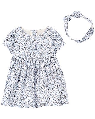 Vestido azul floral / nova coleção  / acompanha Tiara