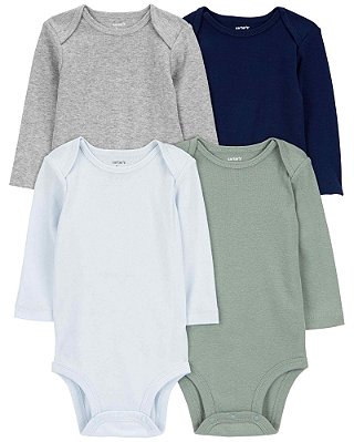 Kit de body manga longa multicor