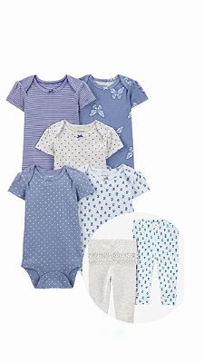 Conjunto 7 peças / kit de bodies 5 peças e calça 2 peças