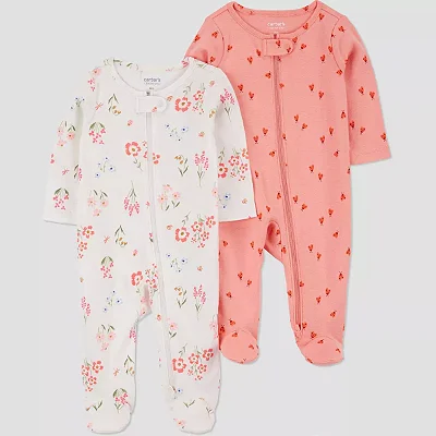 Kit de 2 macacões joaninha/florzinhas