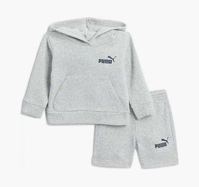 Conjunto Infantil Puma de Moletom Cinza – Blusa e Bermuda