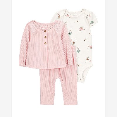 Trio batinha + body paisagens multicor