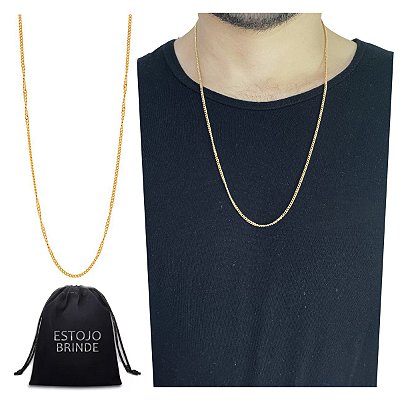 Corrente Fina Elos Grumet 2,4mm Banhada em Ouro