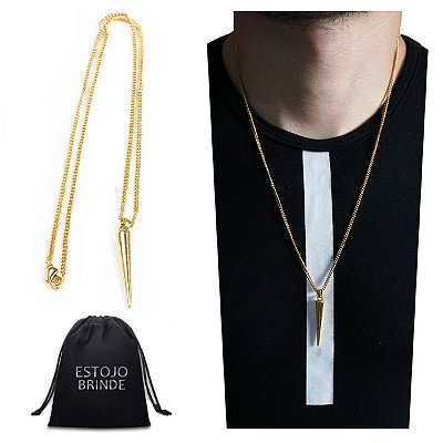 Corrente de Ouro Masculina mais pingente fino