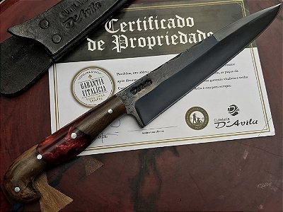 Faca em Aço Carbono brut forj fosfatizada , Cabo hibrido.