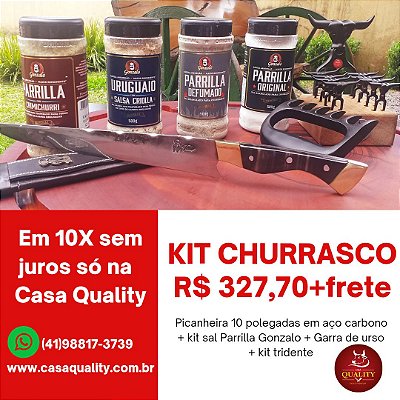 Kit churrasco (picanheira + kit tridente + kit Sal + garra de urso)
