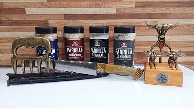 Kit churrasco (picanheira + kit tridente + kit Sal + garra de urso)