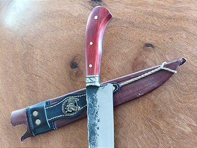 Faca Artesanal 10” Forjada , cabo em Pau Brasil