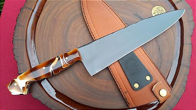 FACA ARTESANAL DO CHEF 8,5" ,CABO EM MICARTA