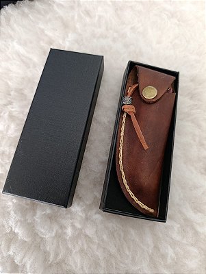 Canivete 3 polegadas em Aço Damasco, Bainha em couro