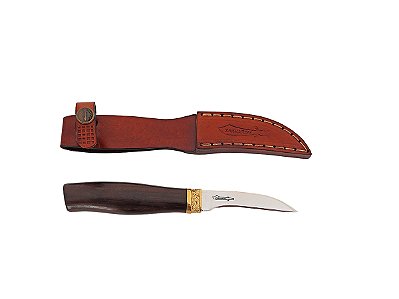 Faca para Tornear 3" Zakharov Chef Peel na Bainha de Couro Caramelo