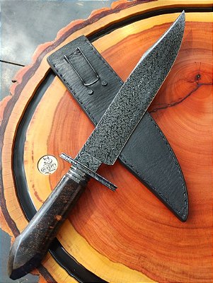 FACA MODELO BOWIE 10" EM DAMASCO PADRÃO TURCO