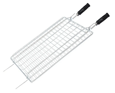 Grelha Churrasco Dupla Em Aço Inox Espaço Grelhar 27x52 Cm