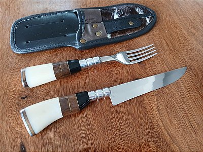 FACA E GARFO EM INOX 5" – PERFEITOS PARA O CHURRASCO DA IGREJA! 🍴