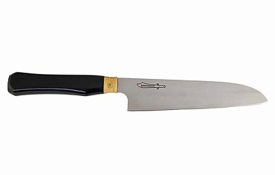 Faca Japonesa 7” Zakharov Santoku Cabo de Acrílico para Destros no Estojo de Madeira