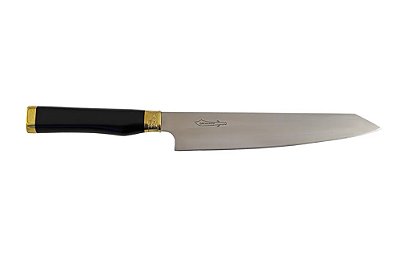 Faca Japonesa 9” Zakharov Kiritsuke Cabo de Acrílico para Destro no Estojo de Madeira