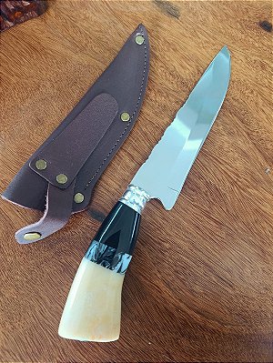 FACA ARTESANAL INOX 7" CABO RESINA MISTA