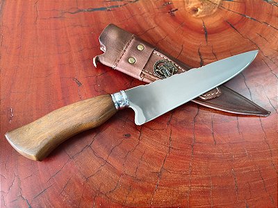 FACA ARTESANAL INOX CIRURGICO 8" CABO EM MADEIRA