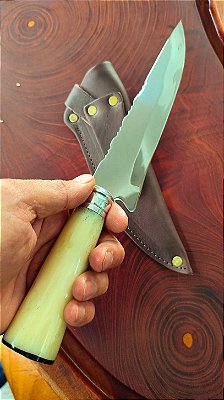 FACA ARTESANAL INOX CIRURGICO 7" CABO EM OSSO