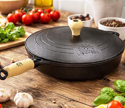 Frigideira de Ferro N22 com Tampa Resistente para Frituras e Grelhados