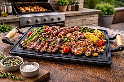 Chapa de Ferro Fundido bifeteira 25x35 cm